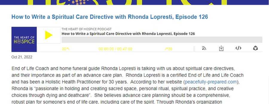 Heart of Hospice Podcast (126) – Writing your Spiritual Care Directive